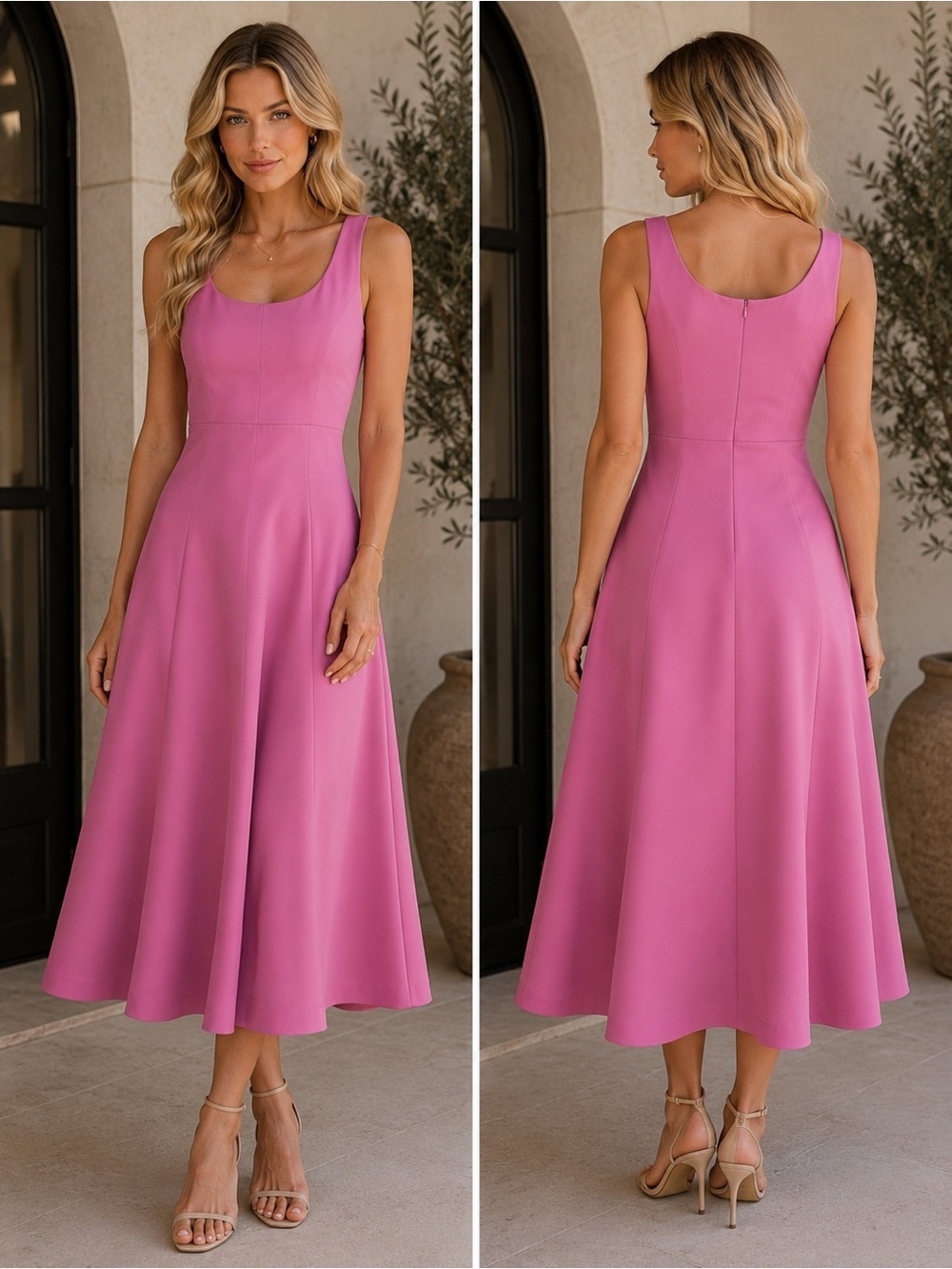ANN TAYLOR Pink Fit & Flare Midi Dress Size 00 NWOT